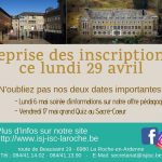 Reprise des inscriptions